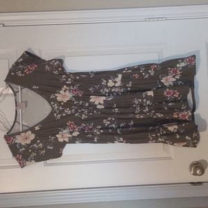 Olive Green floral mini dress